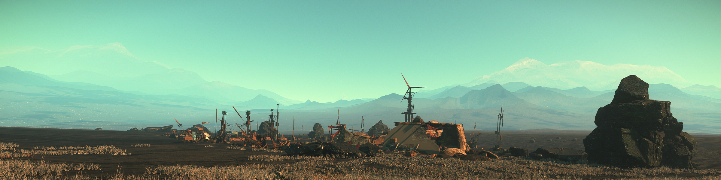 Фотография небольшого поселения на одной из многих планет мира Star Citizen